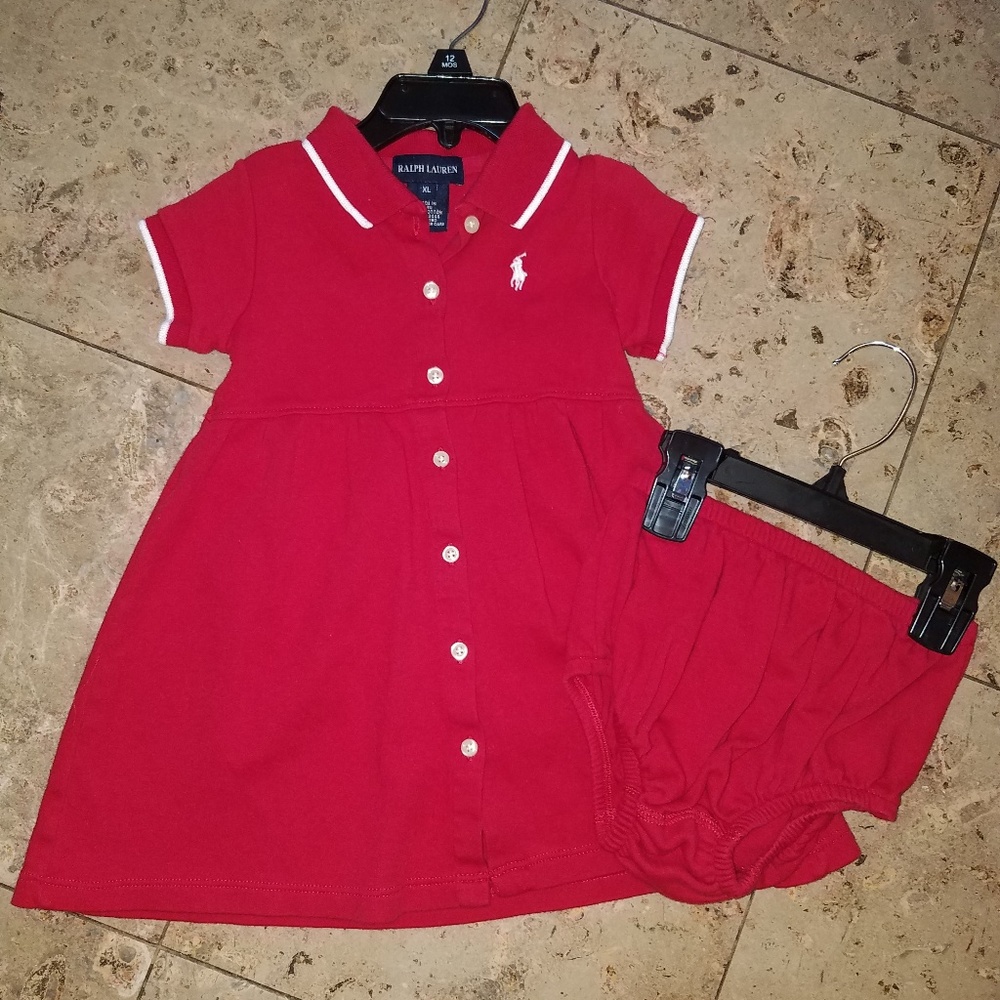 Ralph Lauren red baby girl dress & bottoms 18-24mo